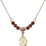 Saint Sebastian Birthstone Necklace | 1/2 inch | 4mm Beads  Garnet 14kt Gold Filled