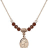 Saint Sebastian Birthstone Necklace | 1/2 inch | 4mm Beads  Garnet 14kt Gold Filled