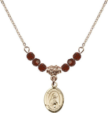 Saint Rita of Cascia Baseball Birthstone Necklace | 1/2 inch | 4mm Beads