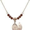 Saint Kateri Tekakwitha Birthstone Necklace | 1/2 inch | 4mm Beads  Garnet 14kt Gold Filled
