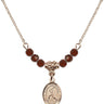 Saint Sebastian Birthstone Necklace | 1/2 inch | 4mm Beads  Garnet 14kt Gold Filled