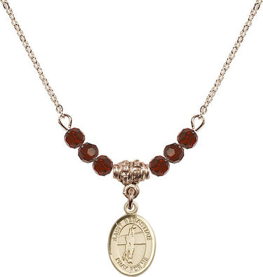 Saint Sebastian Volleyball Birthstone Necklace | 1/2 inch | 4mm Beads