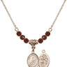 Saint Sebastian Birthstone Necklace | 1/2 inch | 4mm Beads  Garnet 14kt Gold Filled