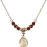 Saint Vincent Ferrer Birthstone Necklace | 1/2 inch | 4mm Beads  Garnet 14kt Gold Filled