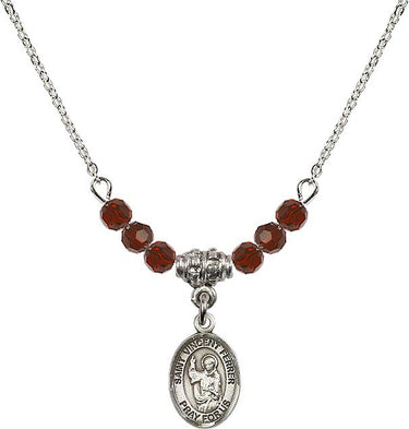 Saint Vincent Ferrer Birthstone Necklace | 1/2 inch | 4mm Beads