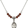 Saint John Neumann Birthstone Necklace | 1/2 inch | 4mm Beads  Garnet Sterling Silver