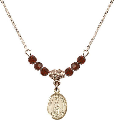 Our Lady of Fatima Birthstone Necklace | 1/2 inch | 4mm Beads