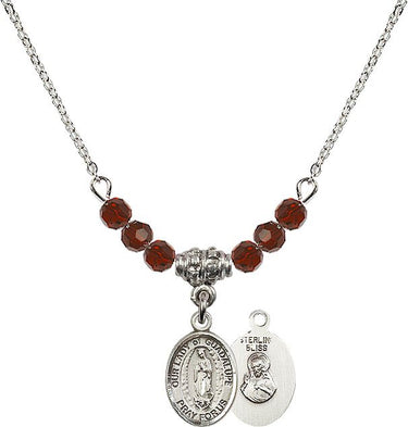 Our Lady of Guadalupe Birthstone Necklace | 1/2 inch | 4mm Beads