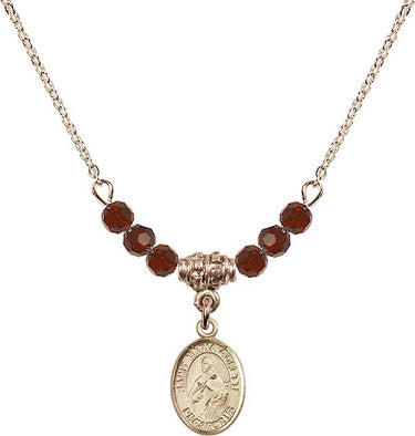 Saint Maria Goretti Birthstone Necklace | 1/2 inch | 4mm Beads