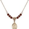 Saint Isaac Jogues Birthstone Necklace | 1/2 inch | 4mm Beads  Garnet 14kt Gold Filled