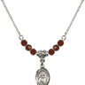 Saint Anastasia Birthstone Necklace | 1/2 inch | 4mm Beads  Garnet Sterling Silver