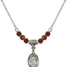 Saint Alexandra Birthstone Necklace | 1/2 inch | 4mm Beads  Garnet Sterling Silver