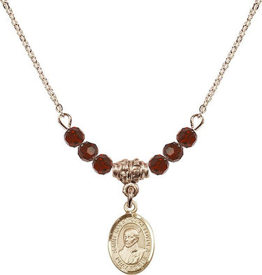 Saint Ignatius of Loyola Birthstone Necklace | 1/2 inch | 4mm Beads