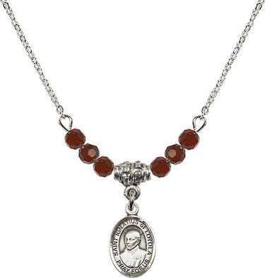 Saint Ignatius of Loyola Birthstone Necklace | 1/2 inch | 4mm Beads