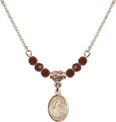 Saint Gertrude of Nivelles Birthstone Necklace | 1/2 inch | 4mm Beads