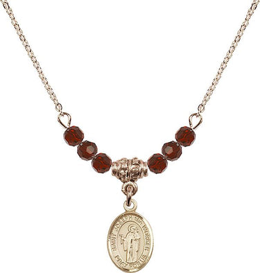 Saint Joseph the Worker Birthstone Necklace | 1/2 inch | 4mm Beads