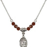 Saint Elizabeth Ann Seton Birthstone Necklace | 1/2 inch | 4mm Beads  Garnet Sterling Silver
