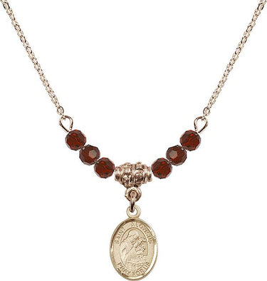 Saint Aloysius Gonzaga Birthstone Necklace | 1/2 inch | 4mm Beads