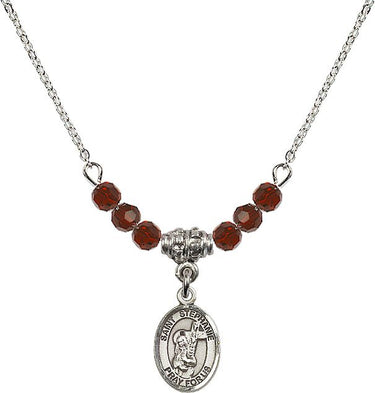 Saint Stephanie Birthstone Necklace | 1/2 inch | 4mm Beads