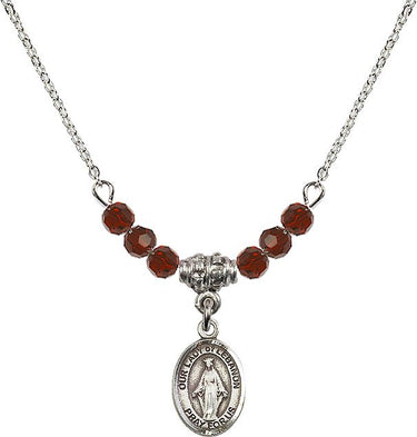 Our Lady of Lebanon Birthstone Necklace | 1/2 inch | 4mm Beads