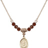 Cross Birthstone Necklace | 1/2 inch | 4mm Beads  Garnet 14kt Gold Filled