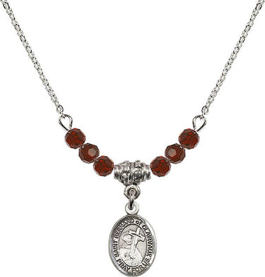 Saint Bernard of Clairvaux Birthstone Necklace | 1/2 inch | 4mm Beads