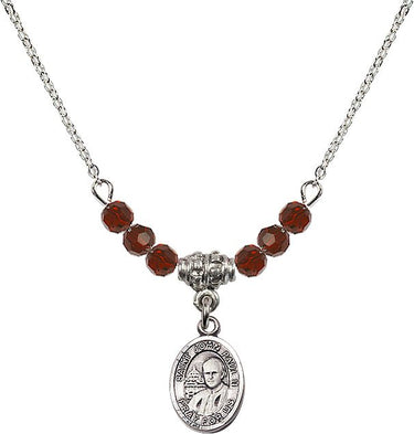 Saint John Paul II Birthstone Necklace | 1/2 inch | 4mm Beads