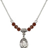 Saint Madeline Sophie Barat Birthstone Necklace | 1/2 inch | 4mm Beads  Garnet Sterling Silver