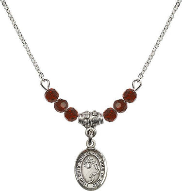 Footprints Cross Birthstone Necklace | 1/2 inch | 4mm Beads