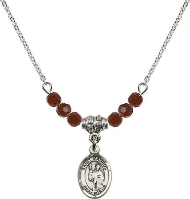 Saint Maurus Birthstone Necklace | 1/2 inch | 4mm Beads