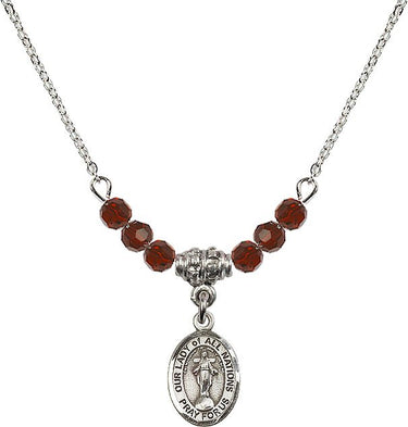 Our Lady of All Nations Birthstone Necklace | 1/2 inch | 4mm Beads