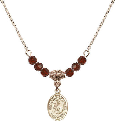 Our Lady of Mount Carmel Birthstone Necklace | 1/2 inch | 4mm Beads