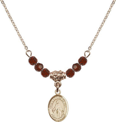 Our Lady of Peace Birthstone Necklace | 1/2 inch | 4mm Beads