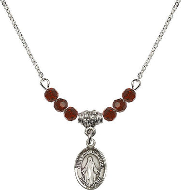 Our Lady of Peace Birthstone Necklace | 1/2 inch | 4mm Beads