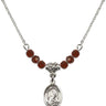 Saint Victoria Birthstone Necklace | 1/2 inch | 4mm Beads  Garnet Sterling Silver