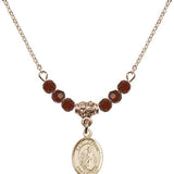 Saint Aaron Birthstone Necklace | 1/2 inch | 4mm Beads  Garnet 14kt Gold Filled