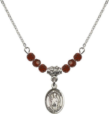 Saint Austin Birthstone Necklace | 1/2 inch | 4mm Beads