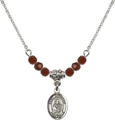 Saint Christian Demosthenes Birthstone Necklace | 1/2 inch | 4mm Beads