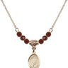 Saint Eugene de Mazenod Birthstone Necklace | 1/2 inch | 4mm Beads  Garnet 14kt Gold Filled