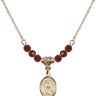 Saint Julia Billiart Birthstone Necklace | 1/2 inch | 4mm Beads  Garnet 14kt Gold Filled