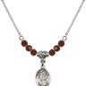 Saint Colette Birthstone Necklace | 1/2 inch | 4mm Beads  Garnet Sterling Silver