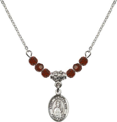 Saint Wenceslaus Birthstone Necklace | 1/2 inch | 4mm Beads