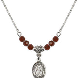 Saint Basil the Great Birthstone Necklace | 1/2 inch | 4mm Beads  Garnet Sterling Silver
