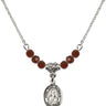 Saint Basil the Great Birthstone Necklace | 1/2 inch | 4mm Beads  Garnet Sterling Silver