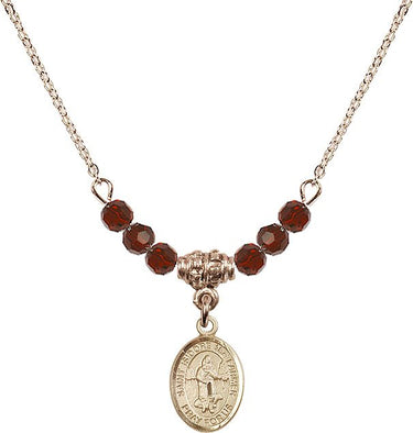 Saint Isidore the Farmer Birthstone Necklace | 1/2 inch