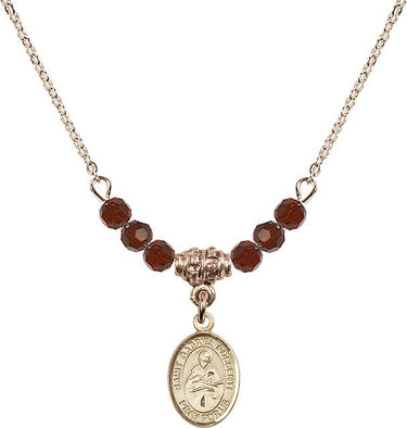 Saint Gabriel Possenti Birthstone Necklace | 1/2 inch | 4mm Beads