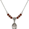 Blessed Caroline Gerhardinger Birthstone Necklace | 1/2 inch  Garnet Sterling Silver