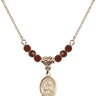 Saint John Vianney Birthstone Necklace | 1/2 inch | 4mm Beads  Garnet 14kt Gold Filled
