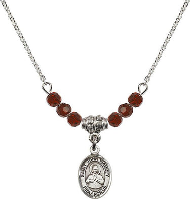 Saint John Vianney Birthstone Necklace | 1/2 inch | 4mm Beads