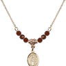 Saint Walter of Pontnoise Birthstone Necklace | 1/2 inch | 4mm Beads  Garnet 14kt Gold Filled